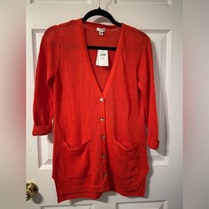 J. Jill Bright Orange V-Neck Sweater